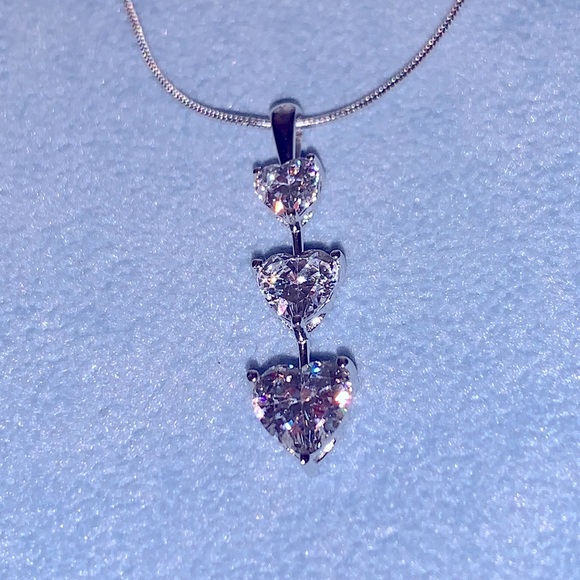 Epiphany  diamonique 3 stone pendant with chain - Picture 4 of 7